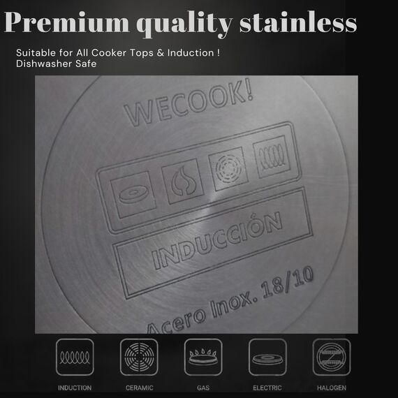 Wecook! Stielkasserolle 16cm, kasserolle, klein, kleiner Topf Induktion 1,5l, Edelstahl, stapelbar, für kleine Portionen, Singlehaushalt