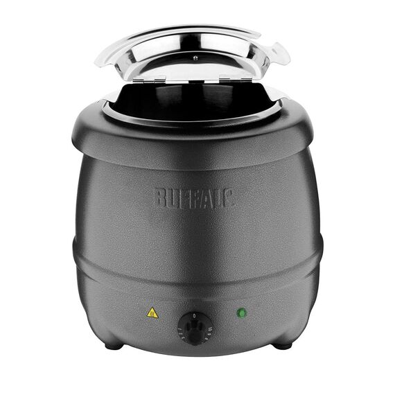 Buffalo Suppenkessel 10 Liter, Graphitgrau, 35°C bis 95°C, elektrischer Buffet-Wärmer mit Nasswärme - ideal für Suppe, Glühwein oder Apfelwein, Chili, Brei oder Bohnen - für den gewerblichen und privaten Gebrauch, G107
