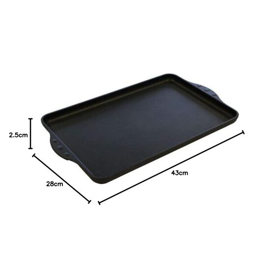 Lieblingspfanne Teppanyaki Grillplatte XXL 43x28 cm - mit Seitengriffen - glatte antihaftbeschichtete Plancha aus Aluminium Guss für alle Herdarten inkl. Induktion und Außengrill