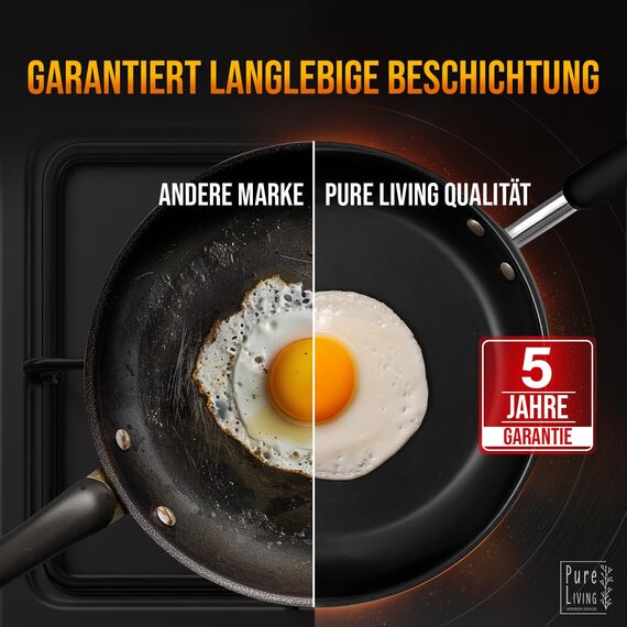 Bratpfanne 24 cm Induktion mit TEST SEHR GUT und 5 JAHREN GARANTIE - Antihaft Beschichtete Pfanne 24 cm Induktion - Induktionspfanne Spülmaschinen- und Ofenfest - Pfanne Induktion 24cm - Pfannen