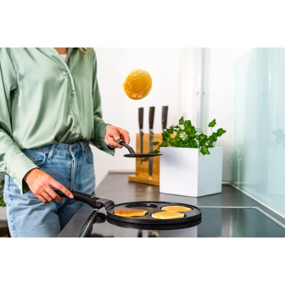 endusor Pancake Pfanne Spiegeleipfanne - Ø26cm mit [PowerShield]-Beschichtung | Induktion Ceran Gas Elektro | 4x Form Maker Eierpfanne, Spiegelei Liwanzen Poffertjes Blinis