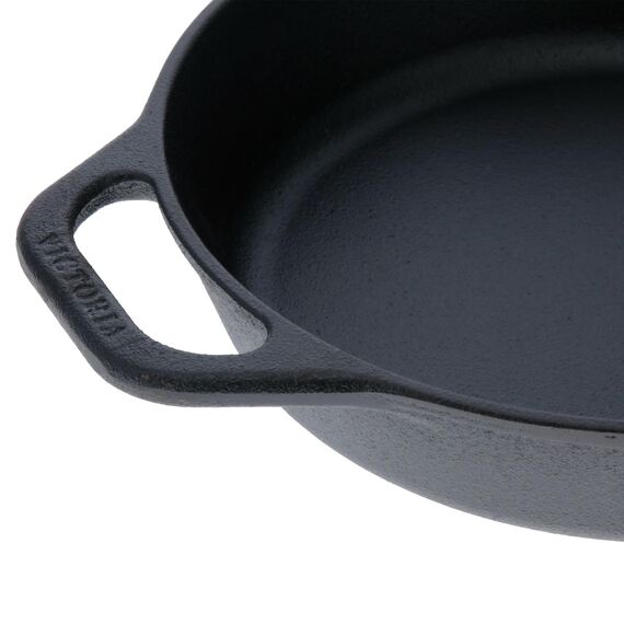 VICTORIA Bratpfanne Gusseisenpfanne Eingebrannte, Induction 30cm Geeignet für Feuer, Grill, Backofen, Ceranfeld, Gas, Cast Iron Skillet Cured, Toxic Free Non-Stick Kochgeschirr ohne PTFE oder PFOA