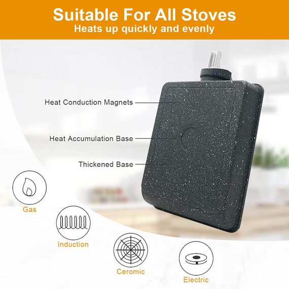 Bobikuke Tamagoyaki Pfanne Antihaft Omlettenpfanne, Rechteck japanische pfanne mit Abnehmbarer Griff, Geeignet für alle Herdarten, Backofen und spülmaschinenfest, 19 x 16 cm