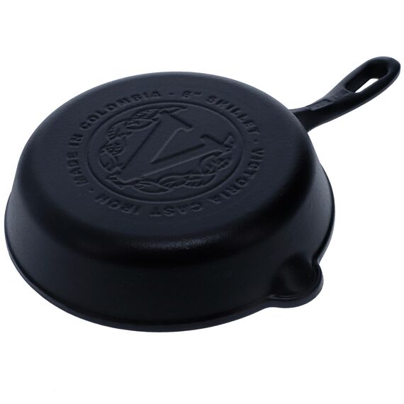 VICTORIA Bratpfanne Gusseisenpfanne Eingebrannte, Induction 20cm Geeignet für Feuer, Grill, Backofen, Ceranfeld, Gas, Cast Iron Skillet Cured, Toxic Free Non-Stick Kochgeschirr ohne PTFE oder PFOA