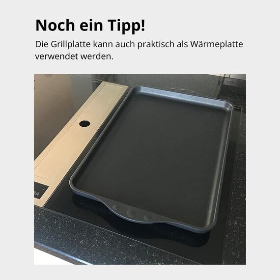 Lieblingspfanne Teppanyaki Grillplatte XXL 43x28 cm - mit Seitengriffen - glatte antihaftbeschichtete Plancha aus Aluminium Guss für alle Herdarten inkl. Induktion und Außengrill