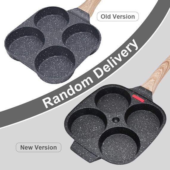 Bobikuke Spiegeleipfanne, Pancake Pfanne 4 Loch Augenpfanne Antihaft-Aluminium Pfanne für Frühstück Spiegelei Hamburger, für Induktionsherd & Gasherd (Schwarz)