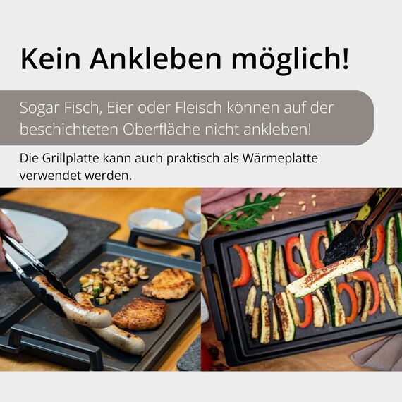 Lieblingspfanne Teppanyaki Grillplatte 41x24 cm I mit Seitengriffen I glatte antihaftbeschichtete Plancha aus Aluminium Guss für alle Herdarten inkl. Induktion & Backofen