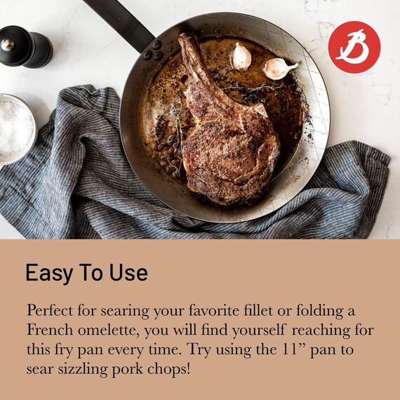 De Buyer Große Mineral B Bratpfanne aus schwarzem Eisen 28cm, Induktionsbratpfanne, für alle Kochflächen geeignet, vor Gebrauch für eine antihaftbeschichtete Oberfläche wärmen, DN899