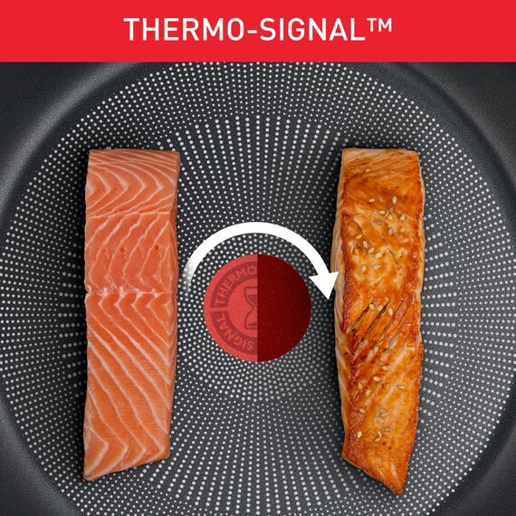 Tefal Ultimate On Wokpfanne Induktion 28 cm, Antihaftversiegelung mit Titanpartikel-Verstärkung, Thermo-Signal bei idealer Brattemperatur, geeignet für alle Herdarten, schwarz, G26019