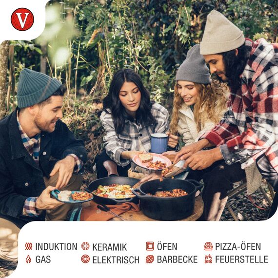 VICTORIA Bratpfanne Gusseisenpfanne Eingebrannte, Induction 30cm Geeignet für Feuer, Grill, Backofen, Ceranfeld, Gas, Cast Iron Skillet Cured, Toxic Free Non-Stick Kochgeschirr ohne PTFE oder PFOA