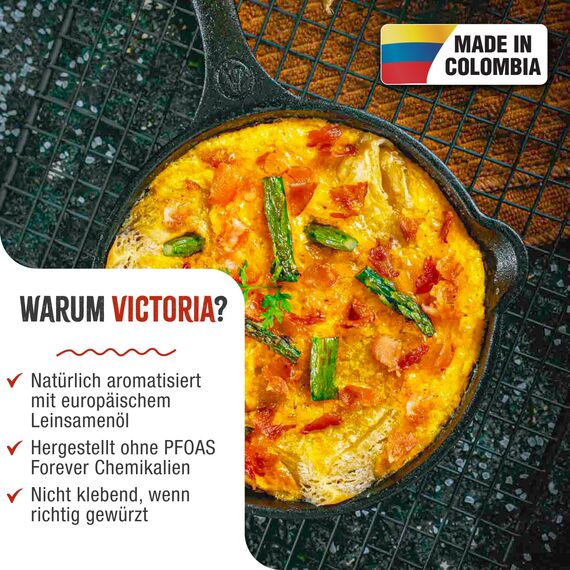VICTORIA Kleine Bratpfanne aus Gusseisen, 16,5 cm, mit 100% koscherem, zertifiziertem, gentechnikfreiem Leinsamenöl (SKL-206)