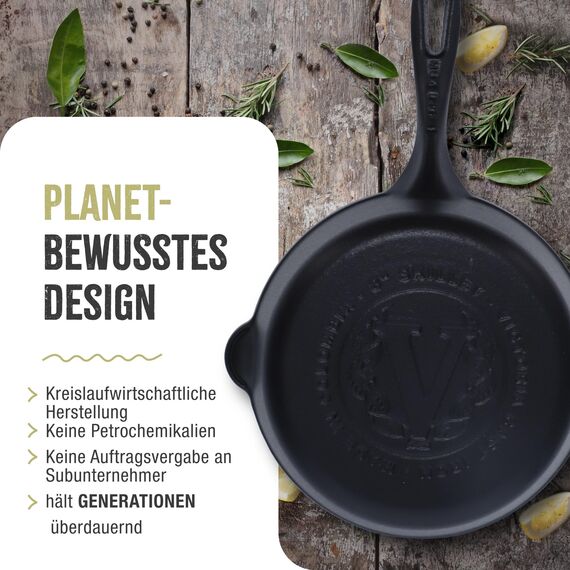 VICTORIA Bratpfanne Gusseisenpfanne Eingebrannte, Induction 20cm Geeignet für Feuer, Grill, Backofen, Ceranfeld, Gas, Cast Iron Skillet Cured, Toxic Free Non-Stick Kochgeschirr ohne PTFE oder PFOA