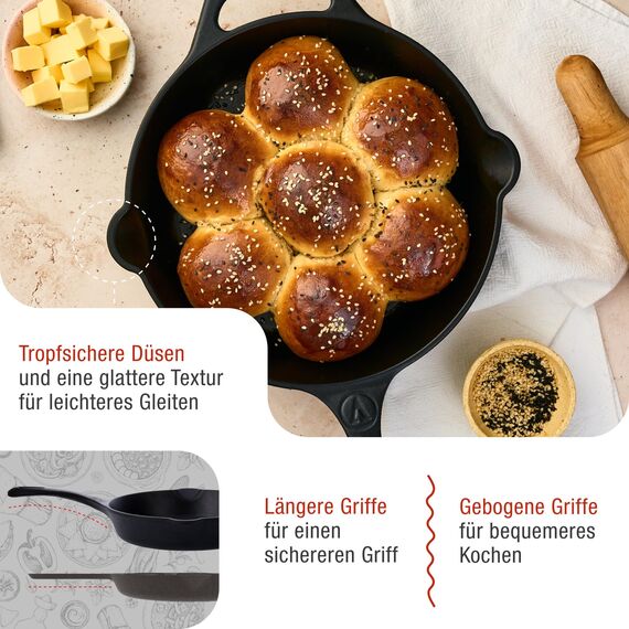 VICTORIA Kleine Bratpfanne aus Gusseisen, 16,5 cm, mit 100% koscherem, zertifiziertem, gentechnikfreiem Leinsamenöl (SKL-206)