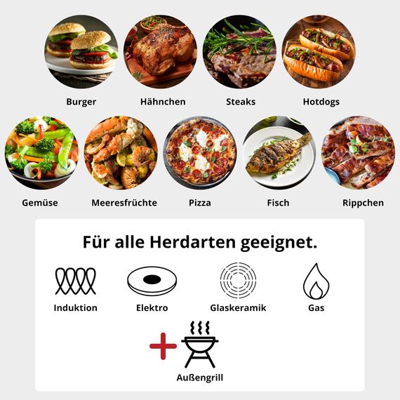 Lieblingspfanne Teppanyaki Grillplatte 41x24 cm I mit Seitengriffen I glatte antihaftbeschichtete Plancha aus Aluminium Guss für alle Herdarten inkl. Induktion & Backofen