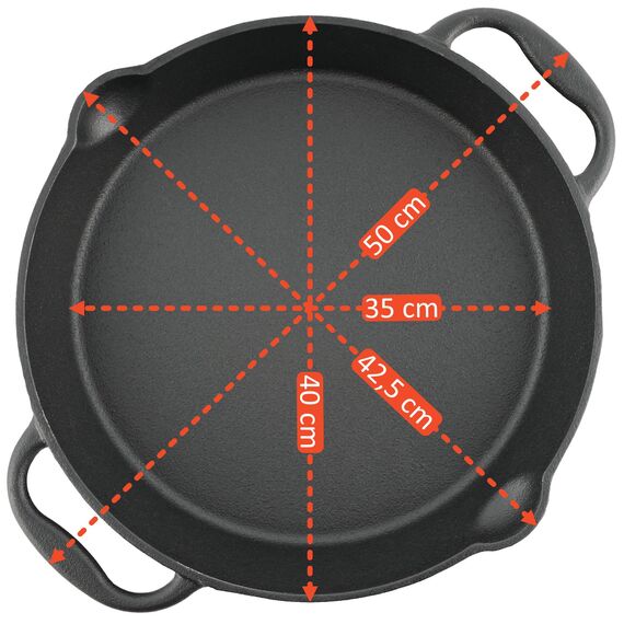 BBQ-Toro Gusseisen Grillpfanne I Gusspfanne mit zwei Griffe und zwei Ausgießer I Servierpfanne I Pfanne (Ø 40 cm)
