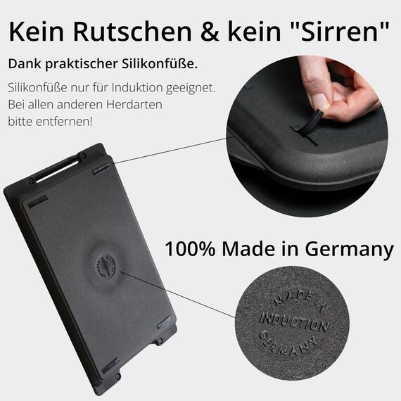 Lieblingspfanne Teppanyaki Grillplatte 41x24 cm I mit Seitengriffen I glatte antihaftbeschichtete Plancha aus Aluminium Guss für alle Herdarten inkl. Induktion & Backofen