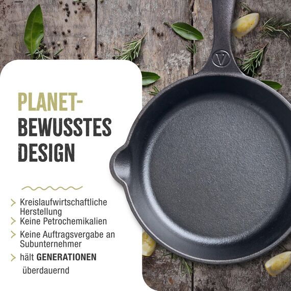 VICTORIA Bratpfanne Emaillierte Gusseisenpfanne Induction 16,5cm Bratpfanne Geeignet für Feuer, Grill, Backofen, Ceranfeld, Gas, Cast Iron Skillet, Toxic Free Kochgeschirr ohne PTFE oder PFOA
