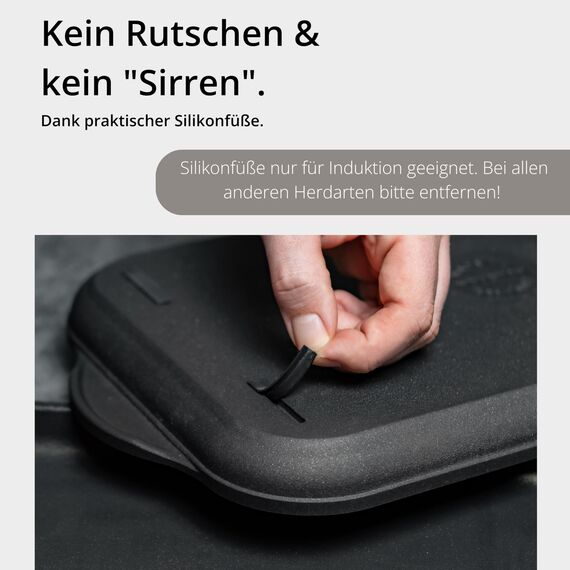 Lieblingspfanne Teppanyaki Grillplatte 41x24 cm I mit Seitengriffen I glatte antihaftbeschichtete Plancha aus Aluminium Guss für alle Herdarten inkl. Induktion & Backofen