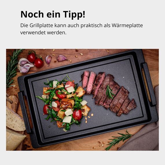 Lieblingspfanne Teppanyaki Grillplatte 41x24 cm I mit Seitengriffen I glatte antihaftbeschichtete Plancha aus Aluminium Guss für alle Herdarten inkl. Induktion & Backofen