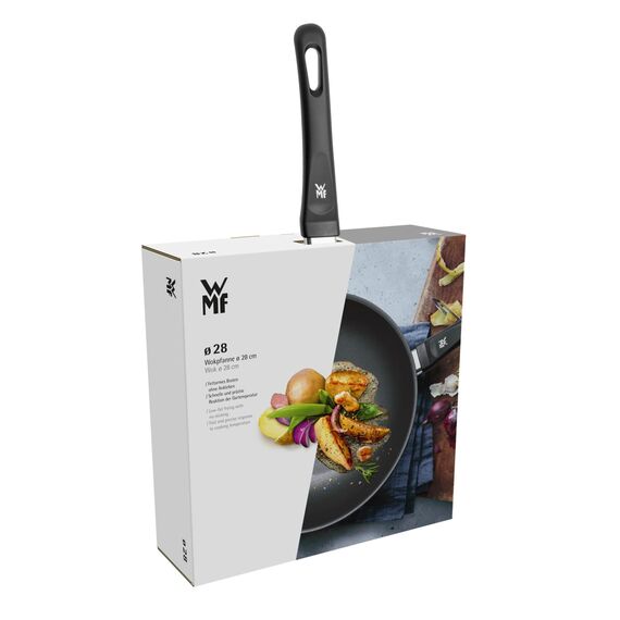 WMF Grillpfanne 27 x 27 cm mit Ausguss, Steakpfanne gerillt, nicht induktionsgeeignet, Aluminium beschichtet, Grill Pfanne ideal zum knusprigen Braten, eckige Pfanne, Kunststoffgriff mit Flammschutz