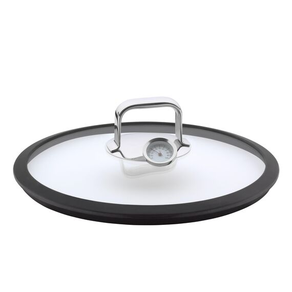 WMF Vitalis Aroma Dampfgarer 28 cm, Dampfgarer Topf, Bräter rund 5,0l, Dampfgartopf, Glasdeckel mit Silikonrand, Garthermometer, Garblech, Cromargan Edelstahl unbeschichtet, backofenfest