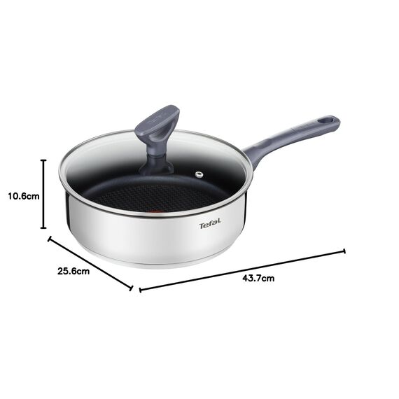 TEFAL Sauteuse Dailycook en inox - Ø 24 cm - Avec couvercle en verre - Tous feux dont induction