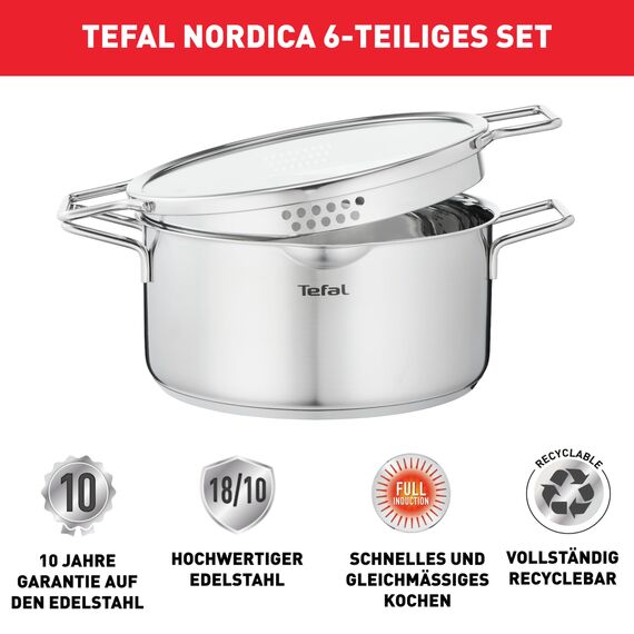 Jamie Oliver by Tefal 9-teiliges Ingenio Kochgeschirr-Set, Topfset Induktion mit Pfannen, 2 abnehmbare Griffe, 2 beschichtete Pfannen, 2 Töpfe, 3 Deckel, für alle Herdarten geeignet, L9769932