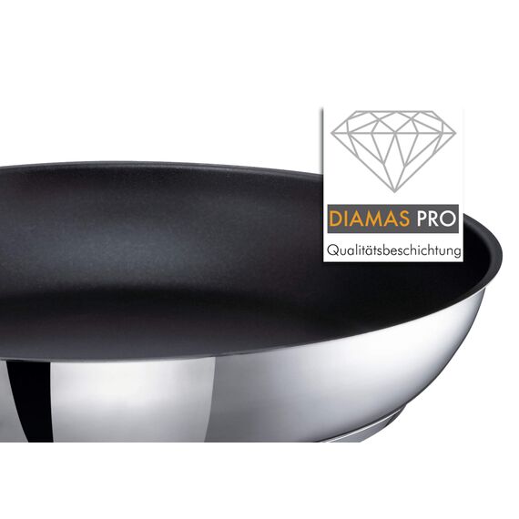 Schulte-Ufer Industar for Professionals Schmorpfanne mit Griffen aus Edelstahl in der Farbe Silber-Schwarz, Durchmesser: 28cm, 163048-28
