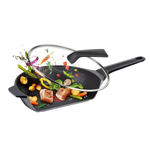 Tefal Aroma Schmorpfanne mit Deckel, Aluminium, Schwarz, 26 cm, 49.1 x 29.2 x 17.8 cm, 1 Einheiten