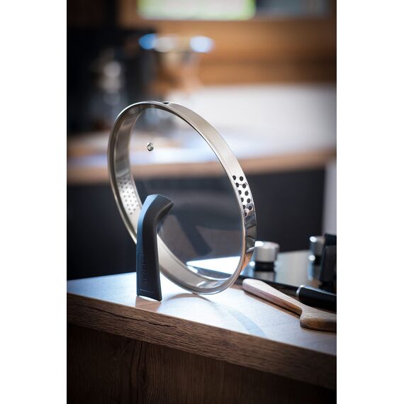 Tefal E24933 Robusto Aluguss Schmorpfanne 26 cm mit Deckel, einfache Reinigung, Antihaftversiegelung, Thermo-Signal Temperaturanzeiger, spülmaschinenfest, induktionsgeeignet, Schwarz