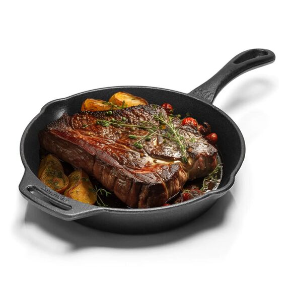 Petromax Feuerpfanne mit Stiel - Pfanne aus Gusseisen für alle Grill- und Herdarten, Gasflamme, Backofen oder Kochen im Freien - Anbraten, Schmoren und Rösten mit Antihafteffekt - 35 cm Durchmesser