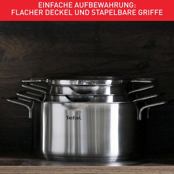 Jamie Oliver by Tefal 9-teiliges Ingenio Kochgeschirr-Set, Topfset Induktion mit Pfannen, 2 abnehmbare Griffe, 2 beschichtete Pfannen, 2 Töpfe, 3 Deckel, für alle Herdarten geeignet, L9769932