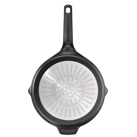 Tefal E24933 Robusto Aluguss Schmorpfanne 26 cm mit Deckel, einfache Reinigung, Antihaftversiegelung, Thermo-Signal Temperaturanzeiger, spülmaschinenfest, induktionsgeeignet, Schwarz