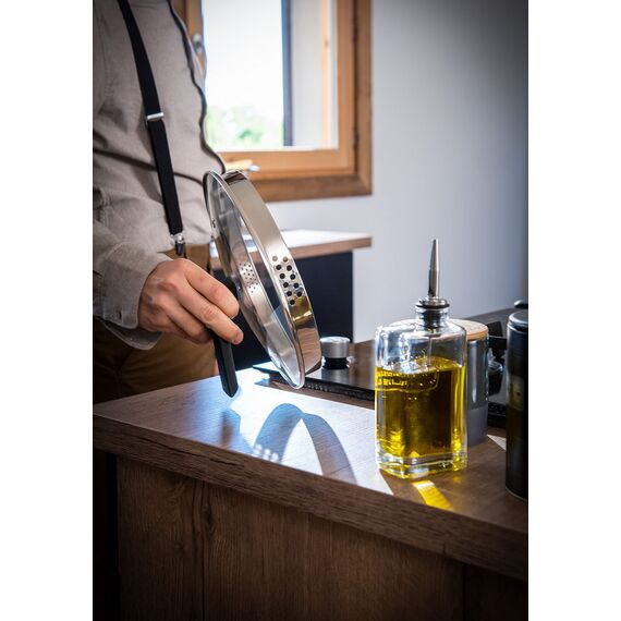 Tefal E24933 Robusto Aluguss Schmorpfanne 26 cm mit Deckel, einfache Reinigung, Antihaftversiegelung, Thermo-Signal Temperaturanzeiger, spülmaschinenfest, induktionsgeeignet, Schwarz