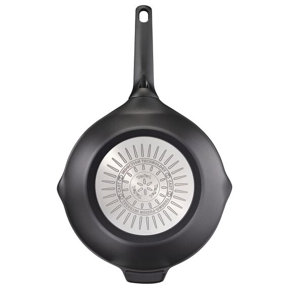 Tefal E24919 Robusto Aluguss Wokpfanne 28 cm, einfache Reinigung, Antihaftversiegelung, Thermo-Signal Temperaturanzeiger, spülmaschinenfest, induktionsgeeignet, Schwarz