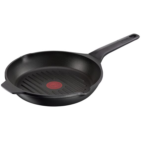 Tefal Robusto Aluguss Grillpfanne 26 cm, Bratpfanne Induktion mit Antihaftversiegelung, Thermo-Signal bei idealer Brattemperatur, für alle Herdarten geeignet, spülmaschinengeeignet, E24940