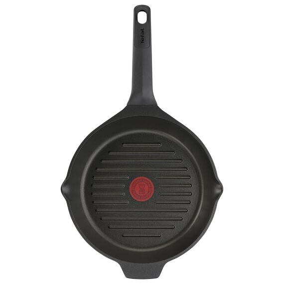 Tefal Robusto Aluguss Grillpfanne 26 cm, Bratpfanne Induktion mit Antihaftversiegelung, Thermo-Signal bei idealer Brattemperatur, für alle Herdarten geeignet, spülmaschinengeeignet, E24940