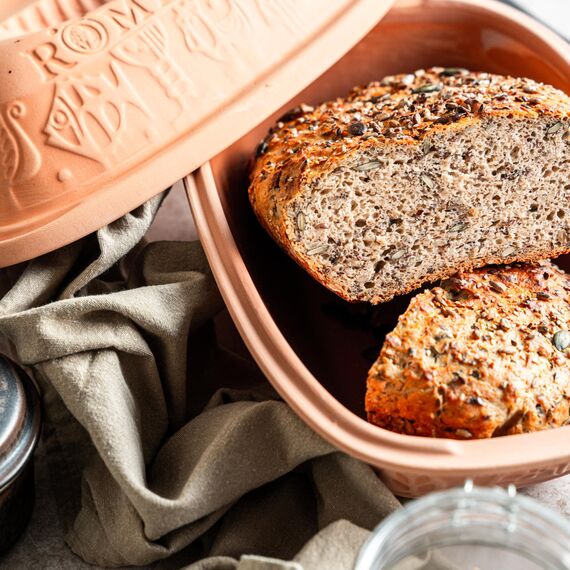 Römertopf Bräter Klassiker Keramik Dampfgarer aus Naturton für bis zu 2 Personen 1,5 Liter