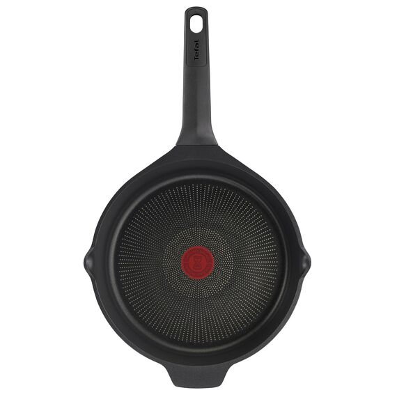 Tefal E24933 Robusto Aluguss Schmorpfanne 26 cm mit Deckel, einfache Reinigung, Antihaftversiegelung, Thermo-Signal Temperaturanzeiger, spülmaschinenfest, induktionsgeeignet, Schwarz