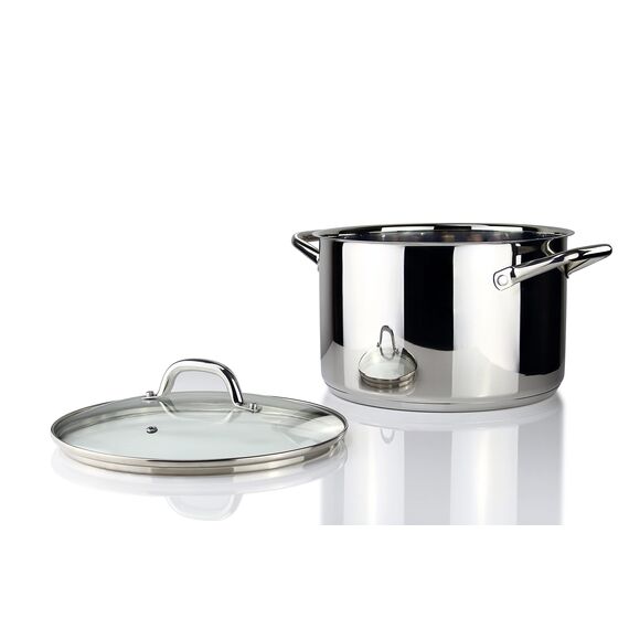 Linnuo Topf 6,8l mit Glasdeckel, Edelstahltopf, Griff Nicht heiß | Topf Induktion geeignet, Stabiler Boden für alle Herdearten | Kochtopf groß, als Suppentopf Kartoffeltopf Nudeltopf | Cooking Pot