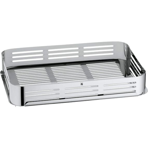 WMF Vitalis Aroma Dampfgarer, Bräter Induktion, 41x27x10 cm, Auflaufform 6,5l, Glasdeckel Silikonrand, Dampfgarer für Backofen, Garthermometer, Garblech, Cromargan Edelstahl unbeschichtet