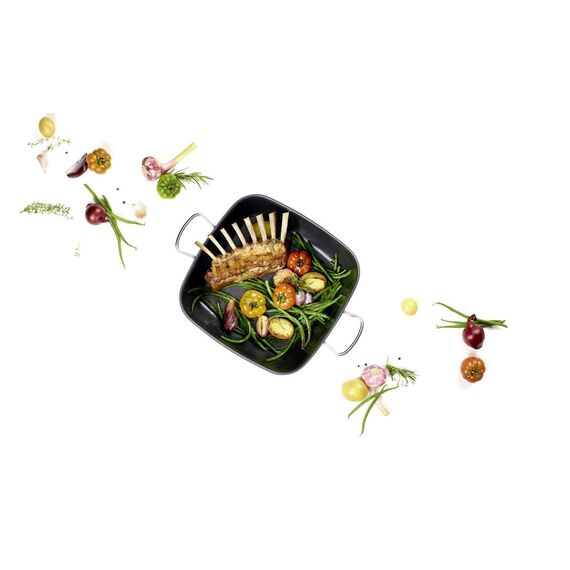 Fissler Secural/Edelstahl-Bräter, beschichtet (6,5 L - Ø 28 cm) Schmortopf rechteckig, mit Glas-Deckel, backofengeeignet - Induktion