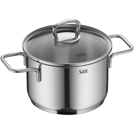 Silit Alicante Topfset Induktion 4-teilig, Kochtopf Set mit Glasdeckel, Edelstahl poliert, Induktions Töpfe Set unbeschichtet
