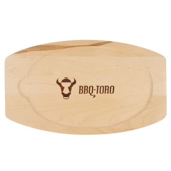 BBQ-Toro Gusseisen Servierpfännchen mit Holzunterlage (1 Stück) | 27 x 18 x 3 cm - oval | Grillpfännchen mit abnehmbarem Griff | Gusseisenpfanne, Paella Pfanne, Gusseisenpfännchen, Gusspfanne