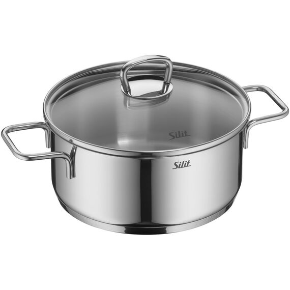 Silit Alicante Topfset 4-teilig, Töpfe mit Glasdeckel, Induktionstöpfe, Edelstahl poliert, Topf Induktion, unbeschichtet, backofengeeignet