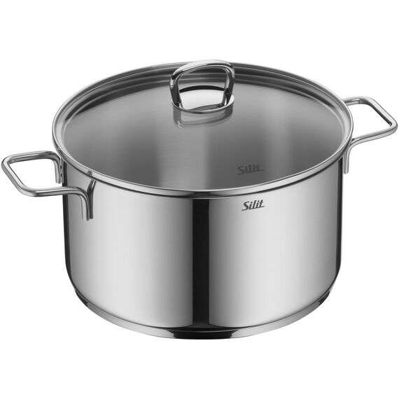 Silit Alicante Topfset Induktion 4-teilig, Kochtopf Set mit Glasdeckel, Edelstahl poliert, Induktions Töpfe Set unbeschichtet