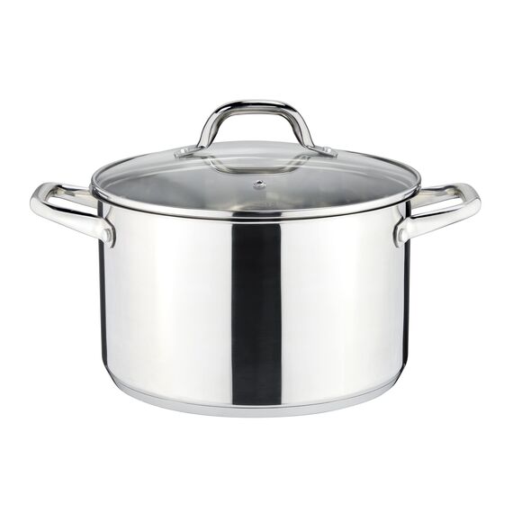 Linnuo Topf 6,8l mit Glasdeckel, Edelstahltopf, Griff Nicht heiß | Topf Induktion geeignet, Stabiler Boden für alle Herdearten | Kochtopf groß, als Suppentopf Kartoffeltopf Nudeltopf | Cooking Pot
