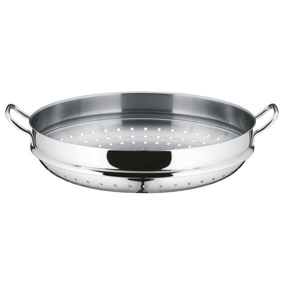 WMF Macao Wok Induktion 4-teilig, Wokpfanne 36 cm mit Glasdeckel, Ablagegitter, Dämpfereinsatz, Wokpfanne Induktion, Cromargan Edelstahl poliert, unbeschichtet