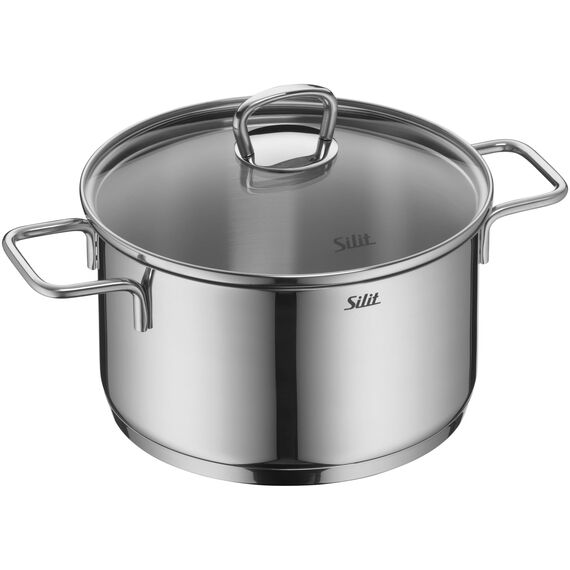 Silit Alicante Topfset 4-teilig, Töpfe mit Glasdeckel, Induktionstöpfe, Edelstahl poliert, Topf Induktion, unbeschichtet, backofengeeignet