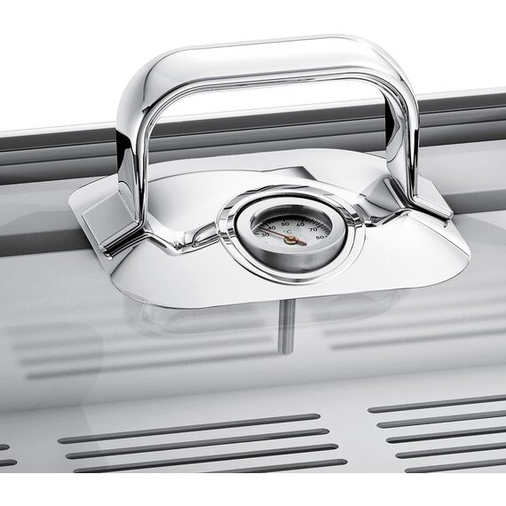 WMF Vitalis Aroma Dampfgarer, Bräter Induktion, 41x27x10 cm, Auflaufform 6,5l, Glasdeckel Silikonrand, Dampfgarer für Backofen, Garthermometer, Garblech, Cromargan Edelstahl unbeschichtet